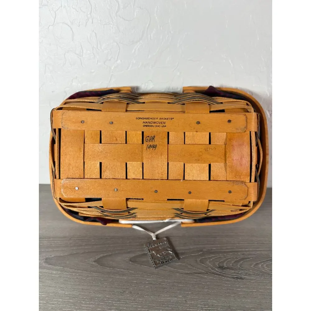 Vintage 1999 Longaberger Crawford Barn‎ Collection Basket Signed Lid Plaid Liner